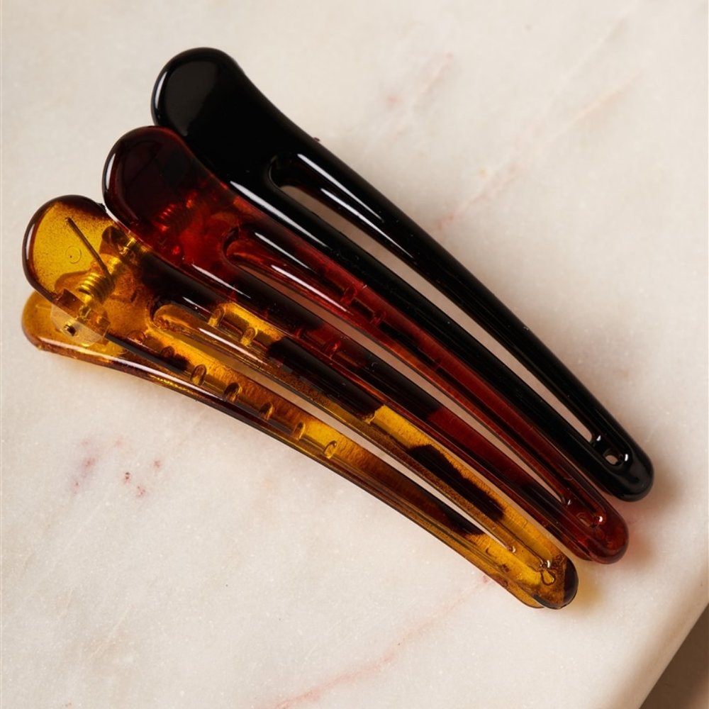 Tortoise Shell Trio Curved Barrette Set